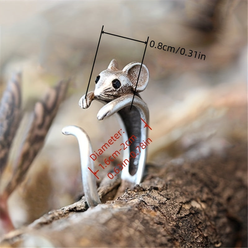 Cute Rat Adjustable Cuff Ring, Teen Girls Gift