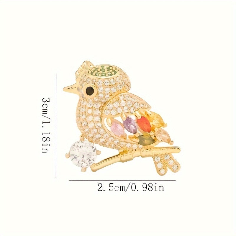 Shiny Rhinestone Bird Brooch Pin, Animal Theme Corsage