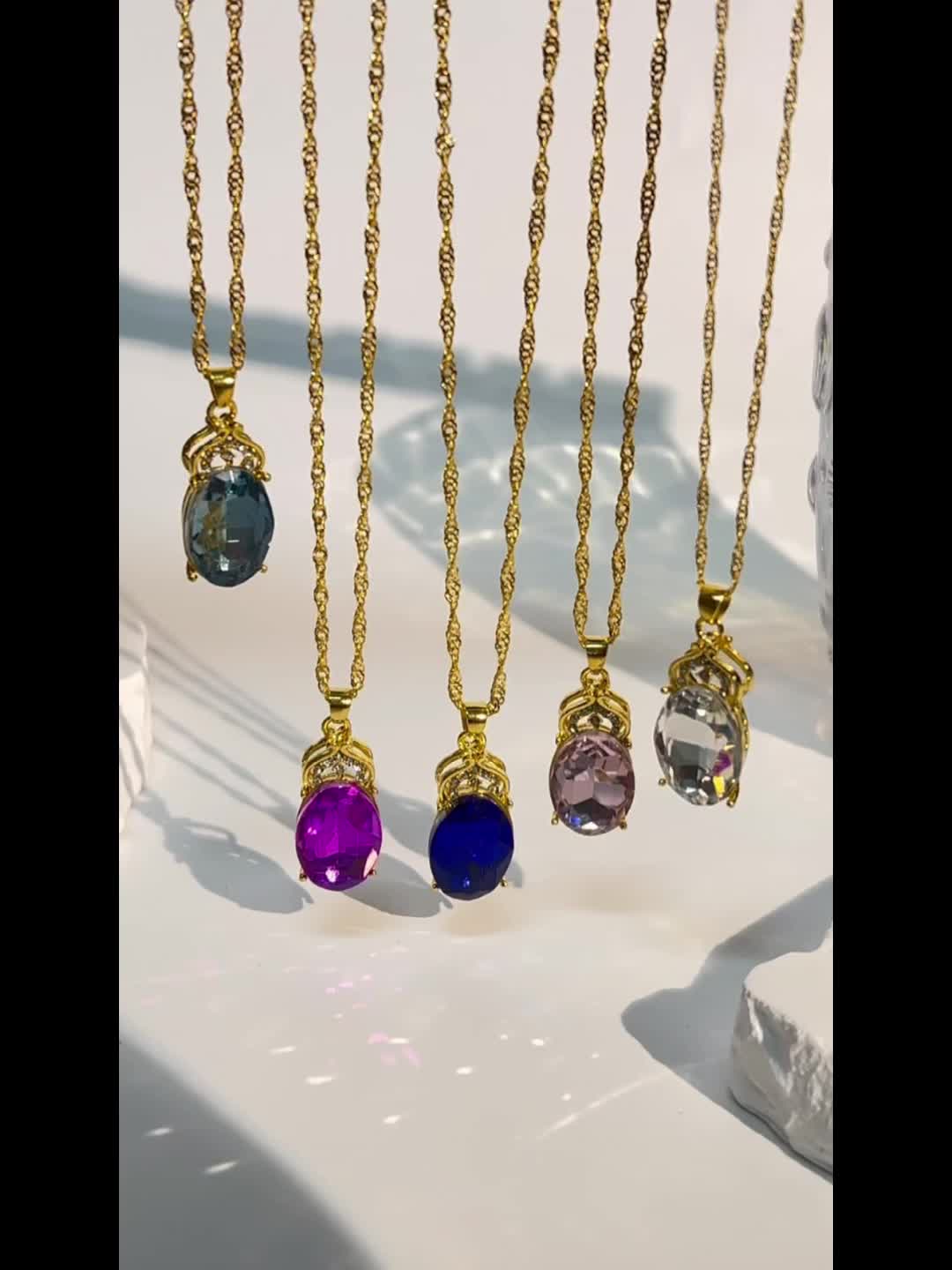 Luxury Amethyst Pendant Necklace, Hollow Crown Design