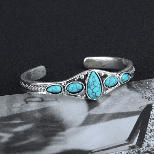 925 Sterling Silver Turquoise Cuff Bangle, Adjustable