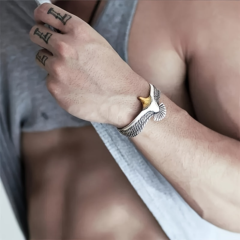 Punk Eagle Bangle Bracelet, Unisex Boho Hand Jewelry