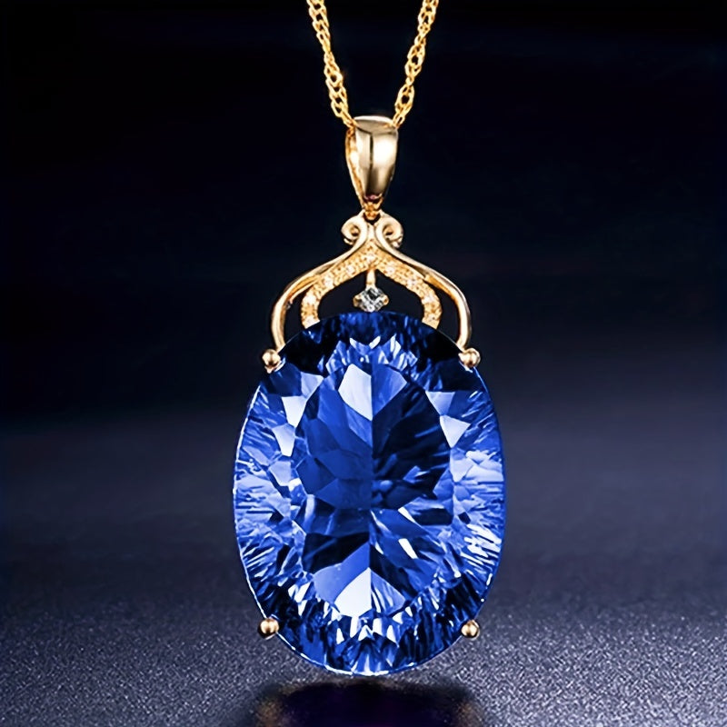 Luxury Amethyst Pendant Necklace, Hollow Crown Design