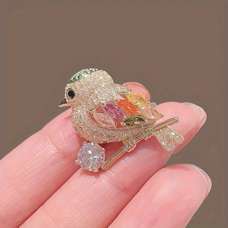 Shiny Rhinestone Bird Brooch Pin, Animal Theme Corsage