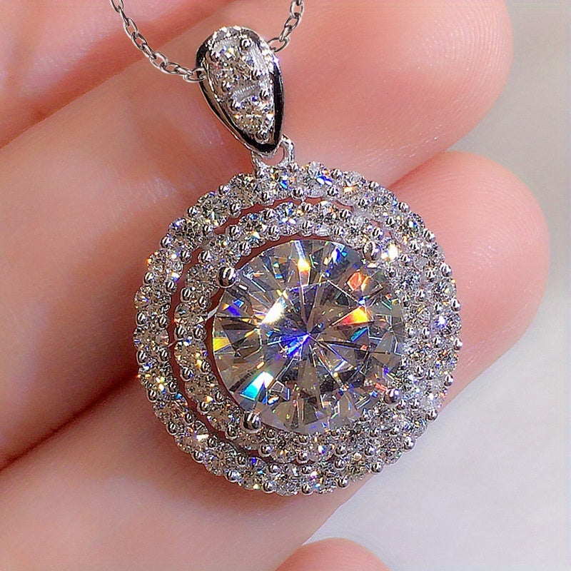 Delicate Moissanite Solitaire Necklace, Bridal Jewelry