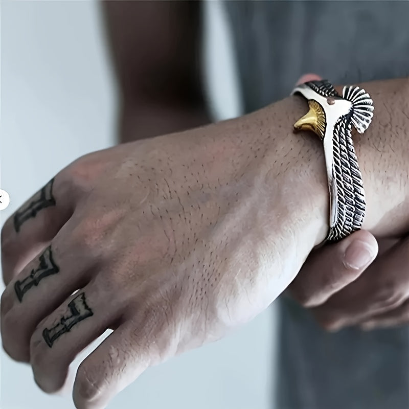 Punk Eagle Bangle Bracelet, Unisex Boho Hand Jewelry