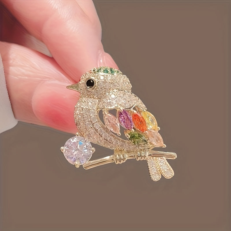 Shiny Rhinestone Bird Brooch Pin, Animal Theme Corsage