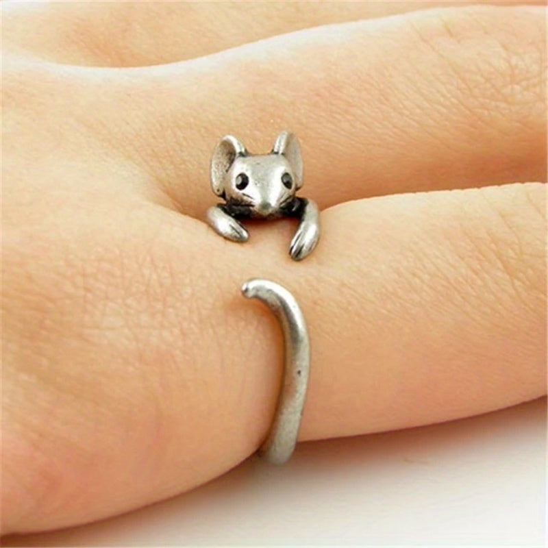 Cute Rat Adjustable Cuff Ring, Teen Girls Gift