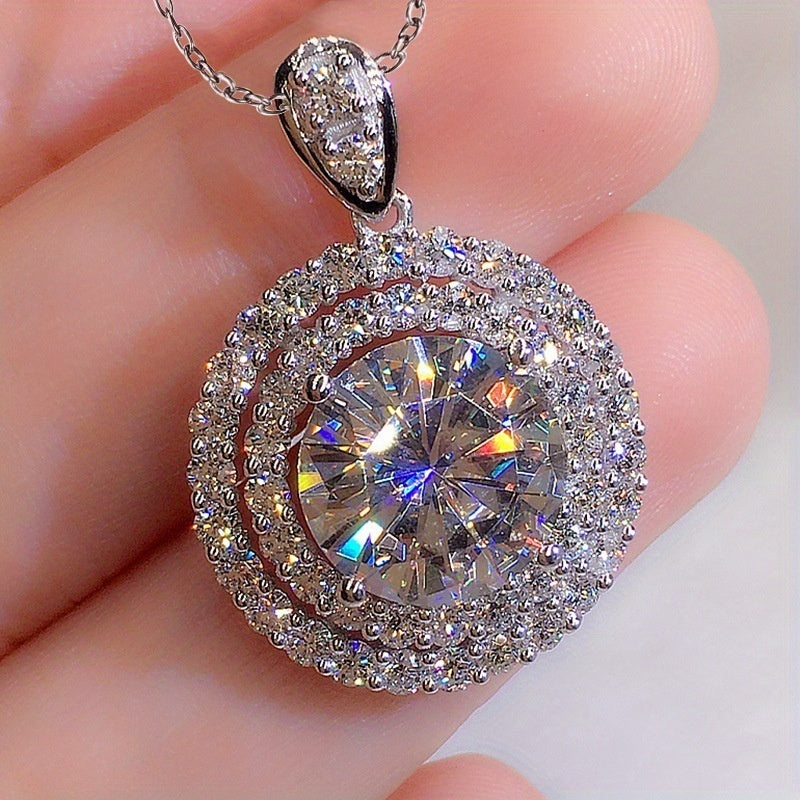 Delicate Moissanite Solitaire Necklace, Bridal Jewelry