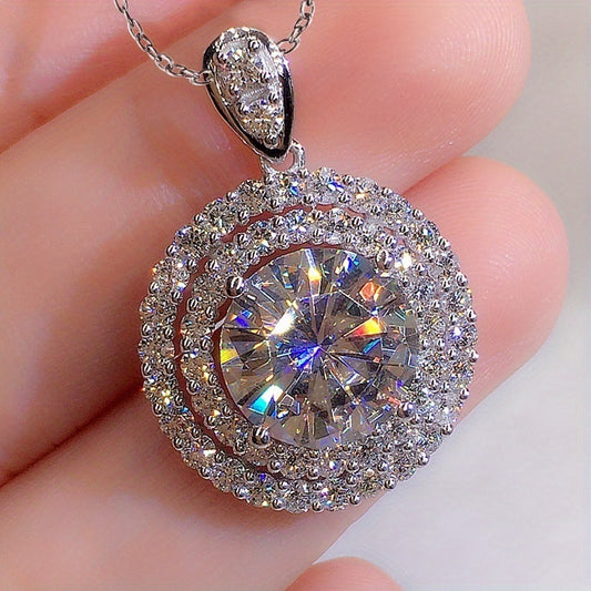 Delicate Moissanite Solitaire Necklace, Bridal Jewelry