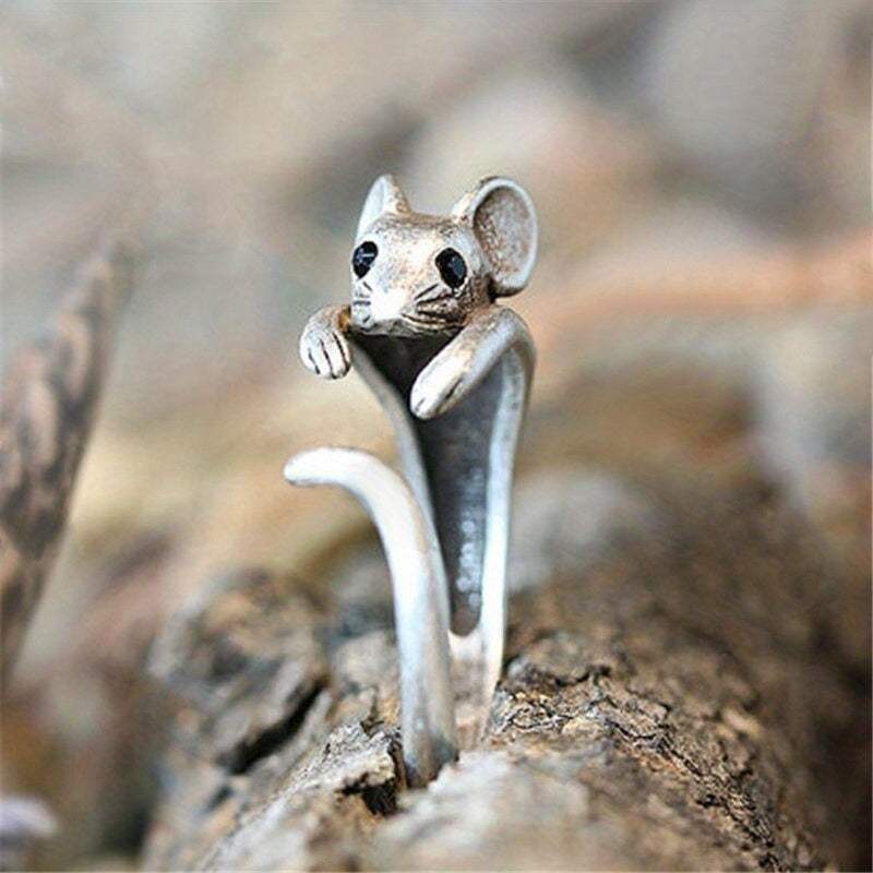 Cute Rat Adjustable Cuff Ring, Teen Girls Gift